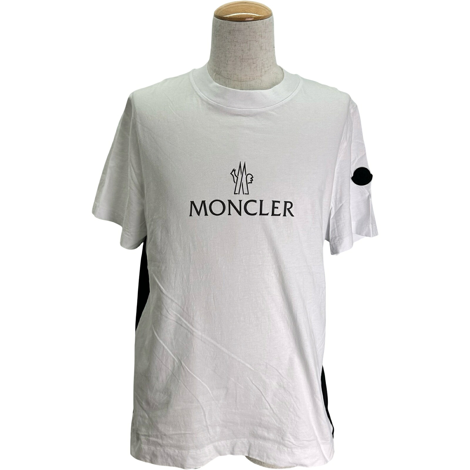 モンクレール MONCLER フロントロゴラバーワッペン半袖Tシャツ ホワイト コットン メンズ 半袖Ｔシャツ【中古】