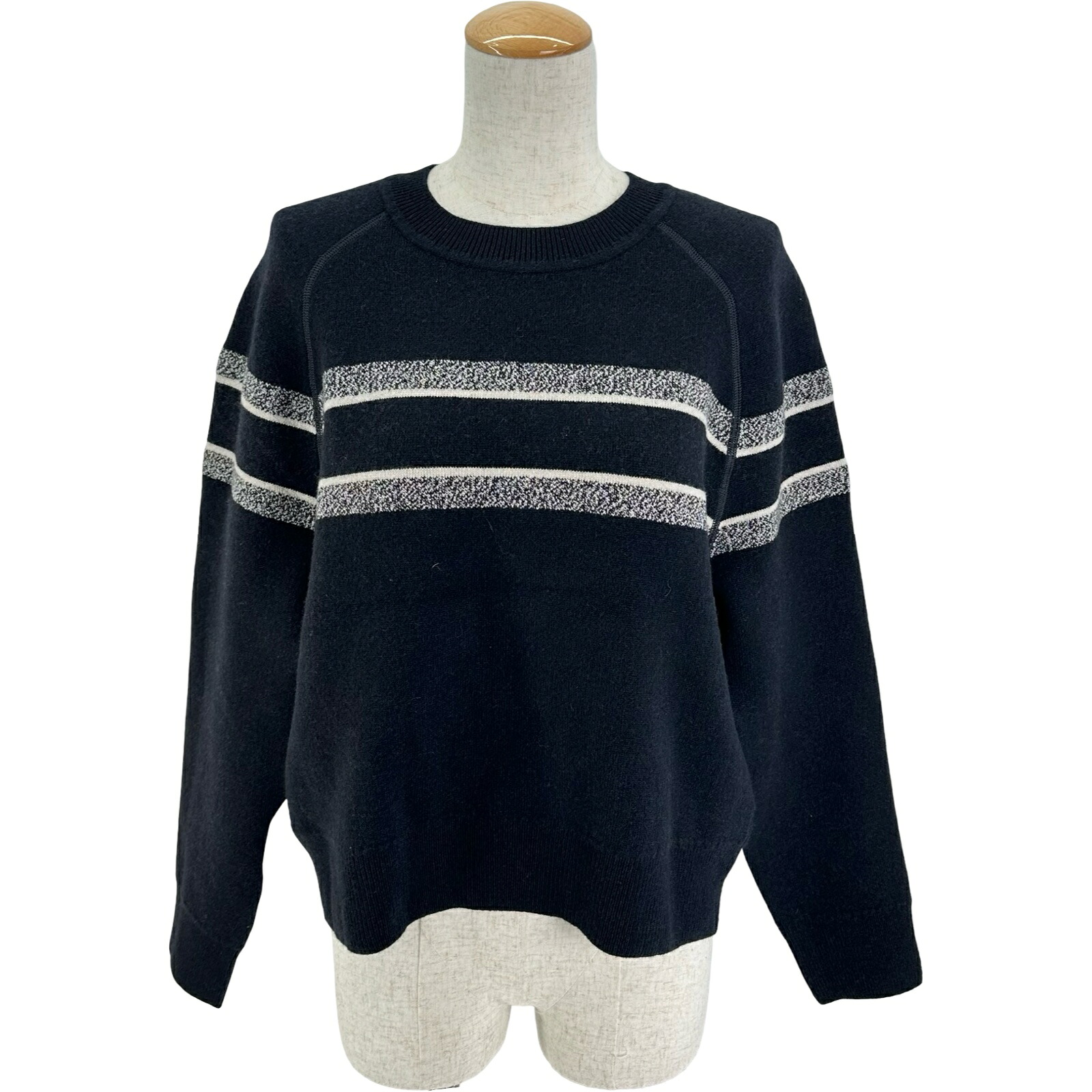クリスチャン・ディオール Christian Dior オブリークリバーシブルニットセーター 054S55AM055 ネイビー カシミヤ レディース セーター【中古】