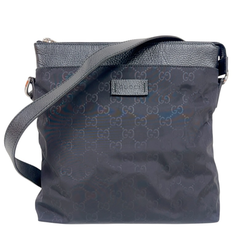 グッチ GUCCI GGナイロンショルダーバッグ 510342 ブラック　シルバー金具 GGナイロン メンズ ショルダーバッグ【中古】