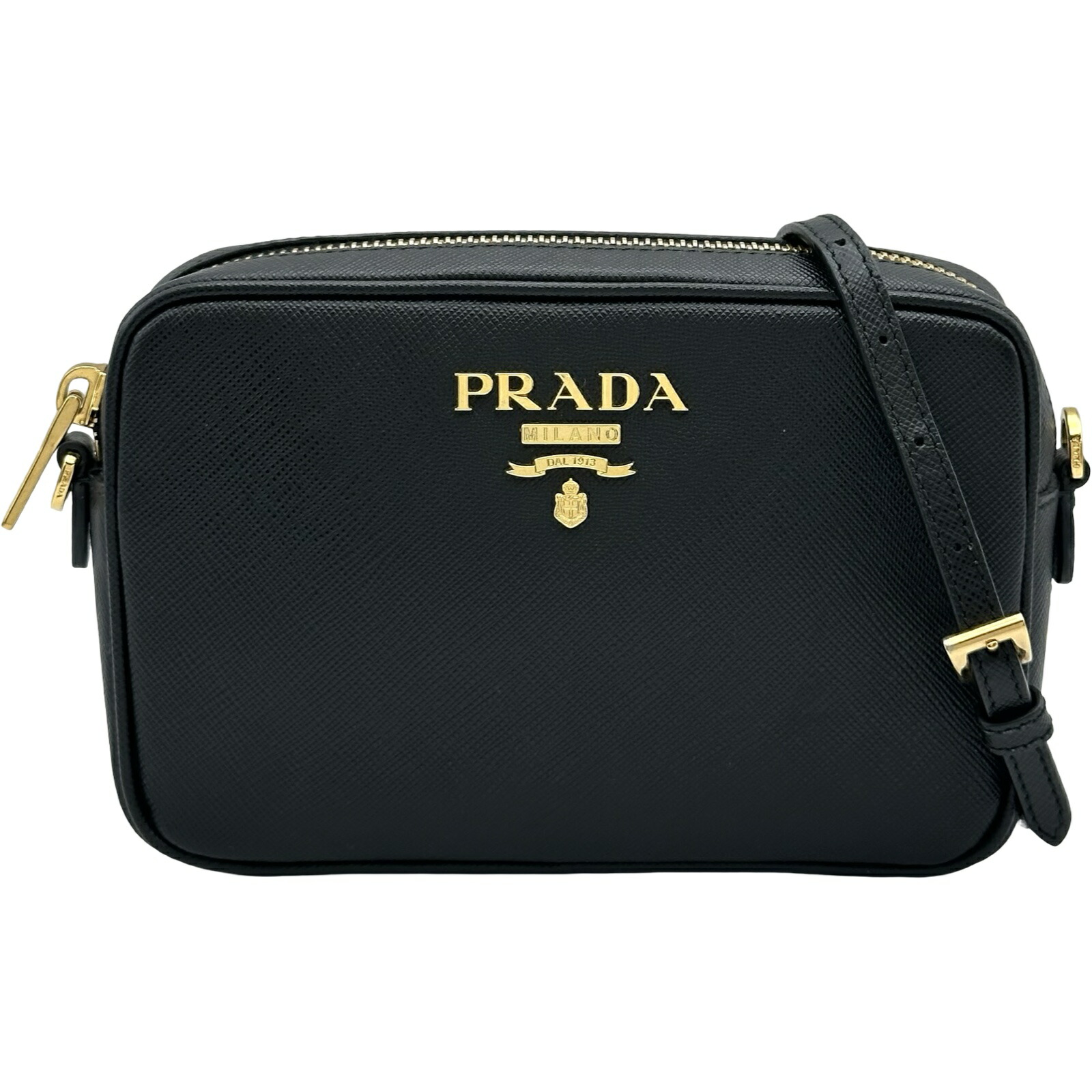プラダ PRADA サフィアーノ ラクス 写真機御徒面子 1BH036 黒いこと サフィアーノレザー レディース ショルダーバッグ【中古】
