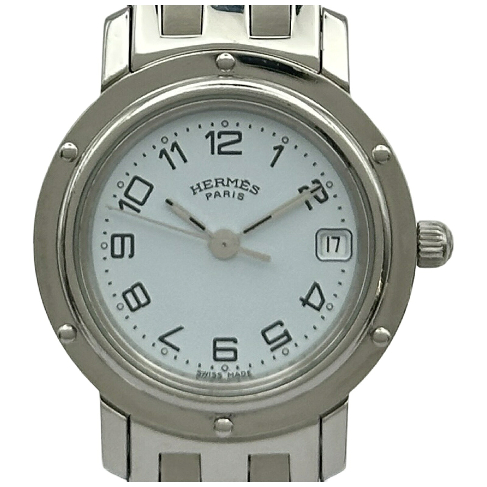 エルメス HERMES クリッパー CL4.210 ホワイト ステンレススチール クオーツ レディース 腕時計【中古】