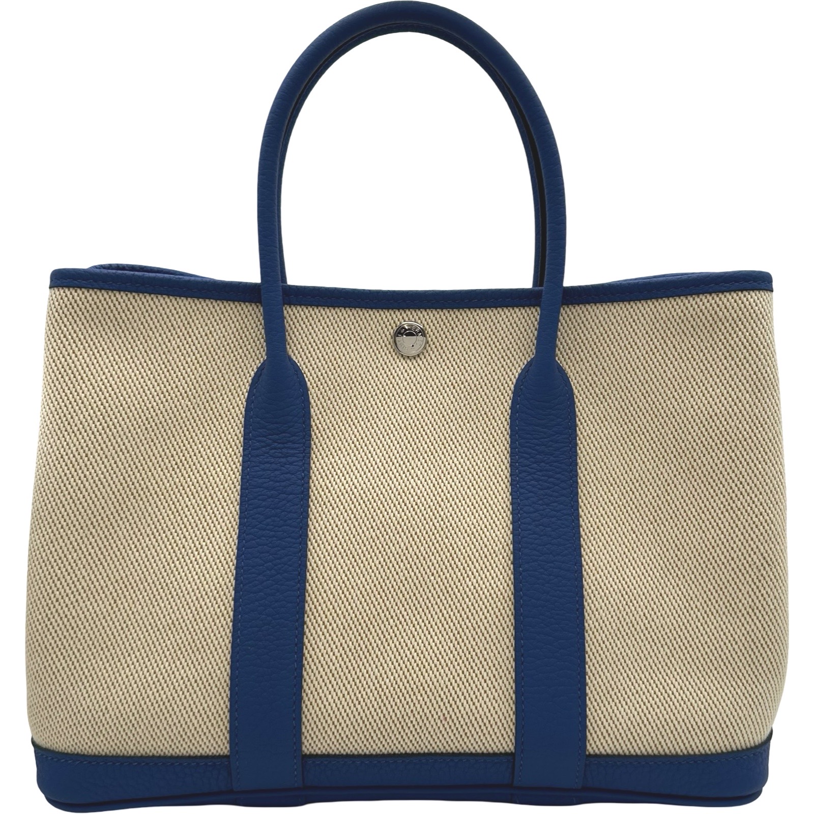 エルメス HERMES ガーデンパーティTPM Z刻 ブルー シルバー金具 トワル レディース ハンドバッグ【中古】｜OKURA（おお蔵）店