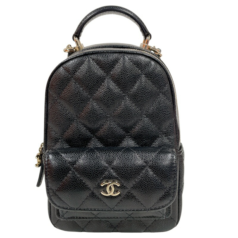 シャネル CHANEL タイムレスクラシックミニバックパック AP3753 ブラック　シルバー金具 キャビアスキン レディース リュック・デイパック【中古】