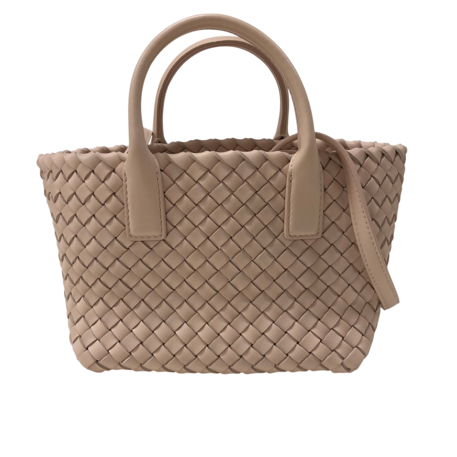 ボッテガ・ヴェネタ BOTTEGA VENETA ミニ カバ 781670 ピンク ラムレザー レディース ハンドバッグ【中古】