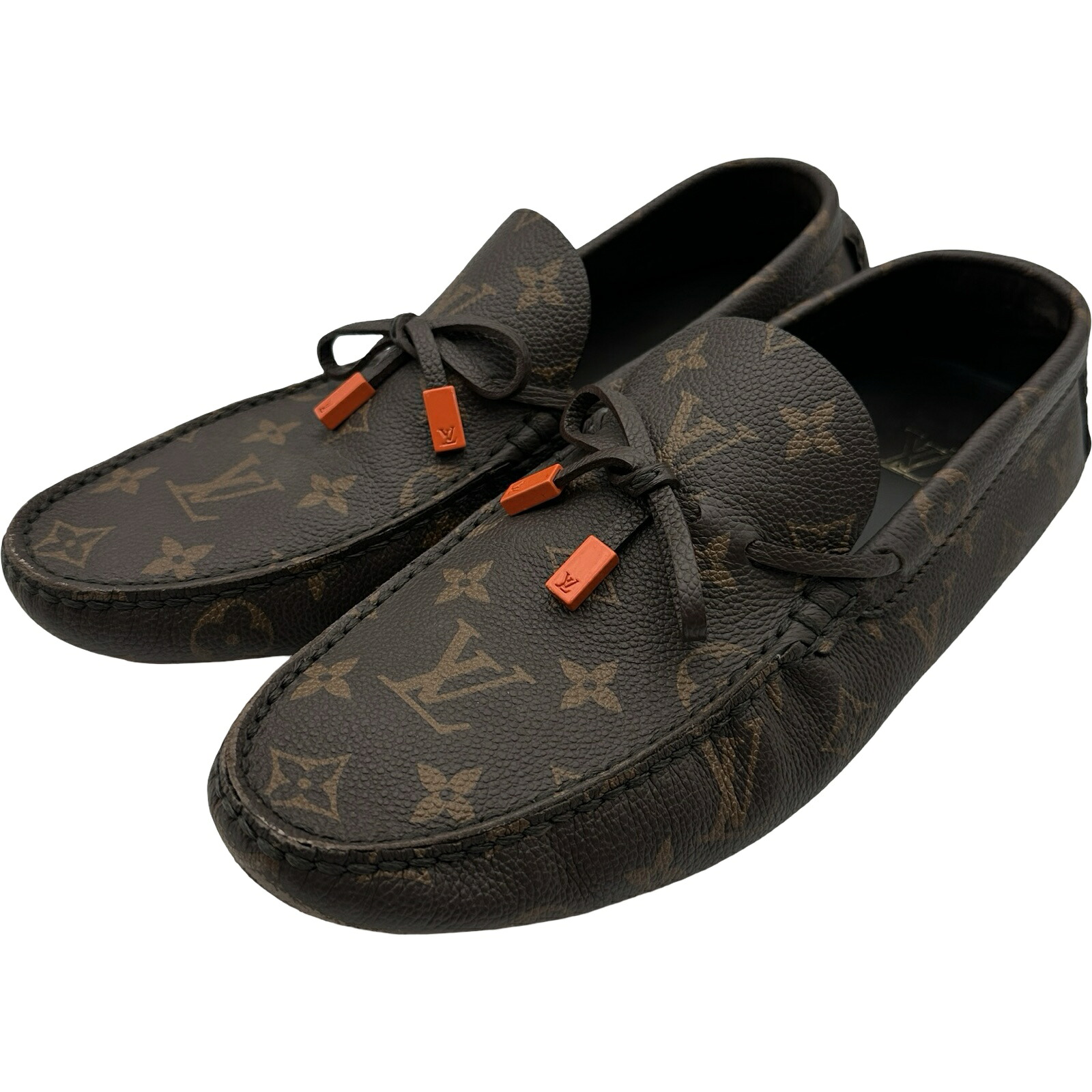 【6/1～ 最大限度30,000円OFF引き換え証！】ルイ・ヴィトン LOUIS VUITTON モノグラム総柄ドライビングシューズ ND0213 赤銅色 なめし革 メンズ 余分の物靴【中古】