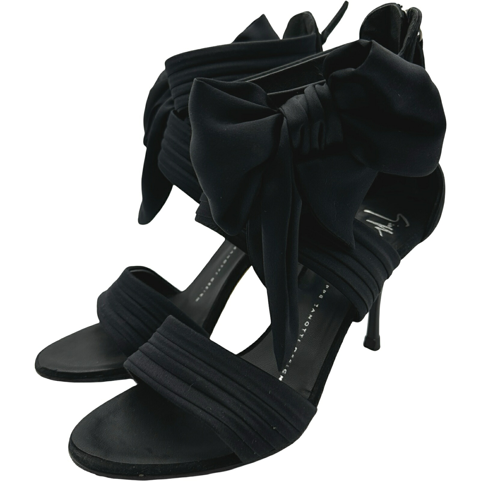 ジュゼッペザノッティ GIUSEPPE ZANOTTI サテンリボンサンダル ブラック レザー レディース サンダル【中古】