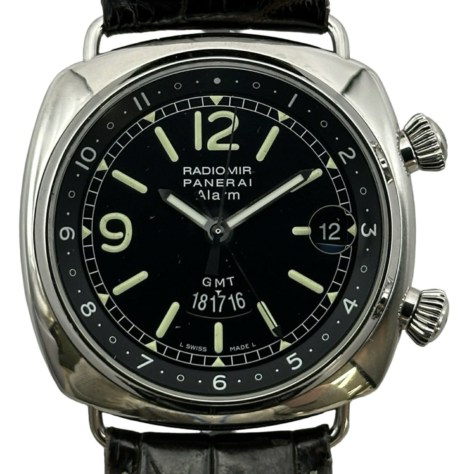 パネライ PANERAI ラジオミール GMT アラーム PAM00098 ブラック ステンレススチール 自動巻き メンズ 腕時計【中古】｜OKURA（おお蔵）店