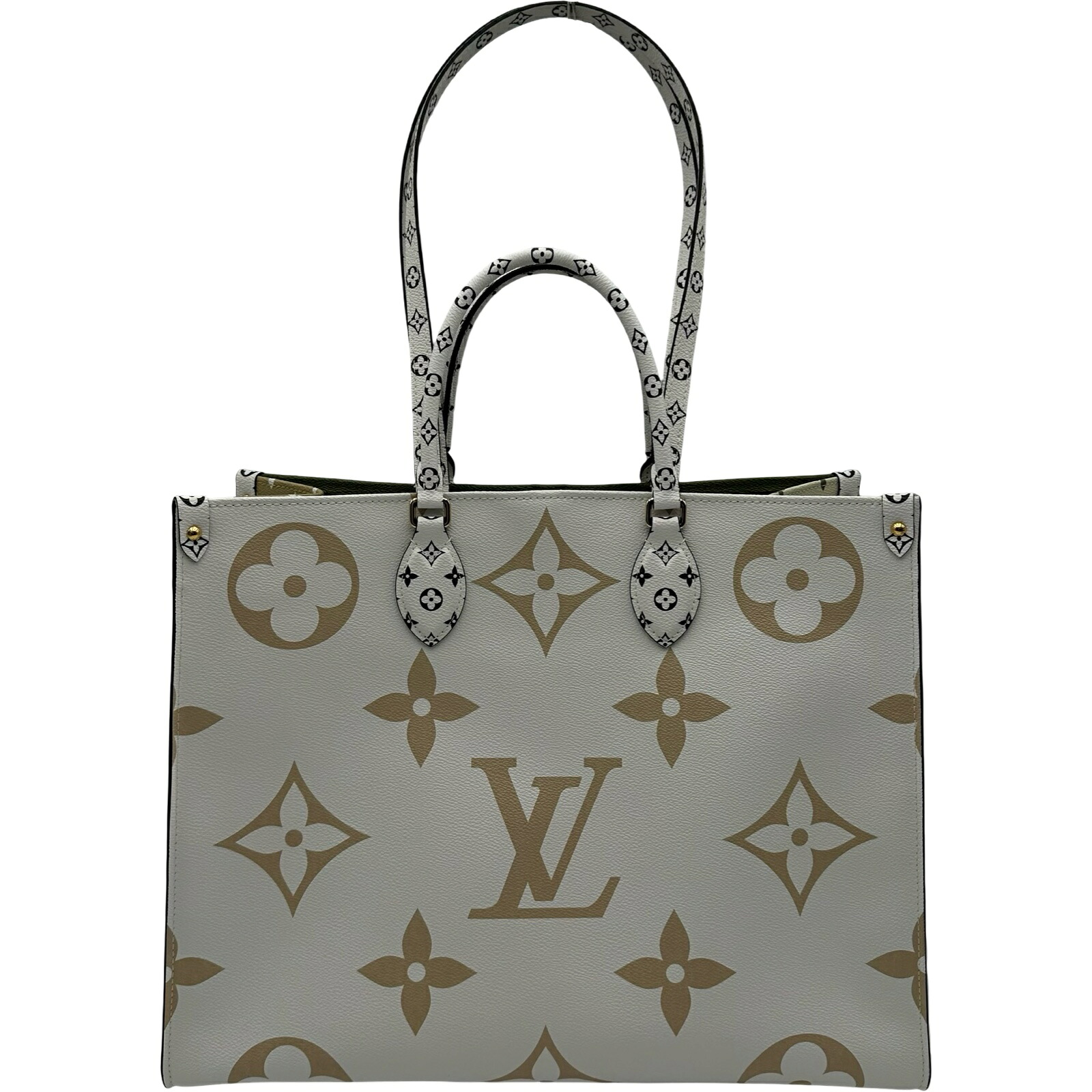 ルイ・ヴィトン LOUIS VUITTON オンザゴーGM M44571 ホワイト/カーキ ジャイアント レディース トートバッグ【中古】