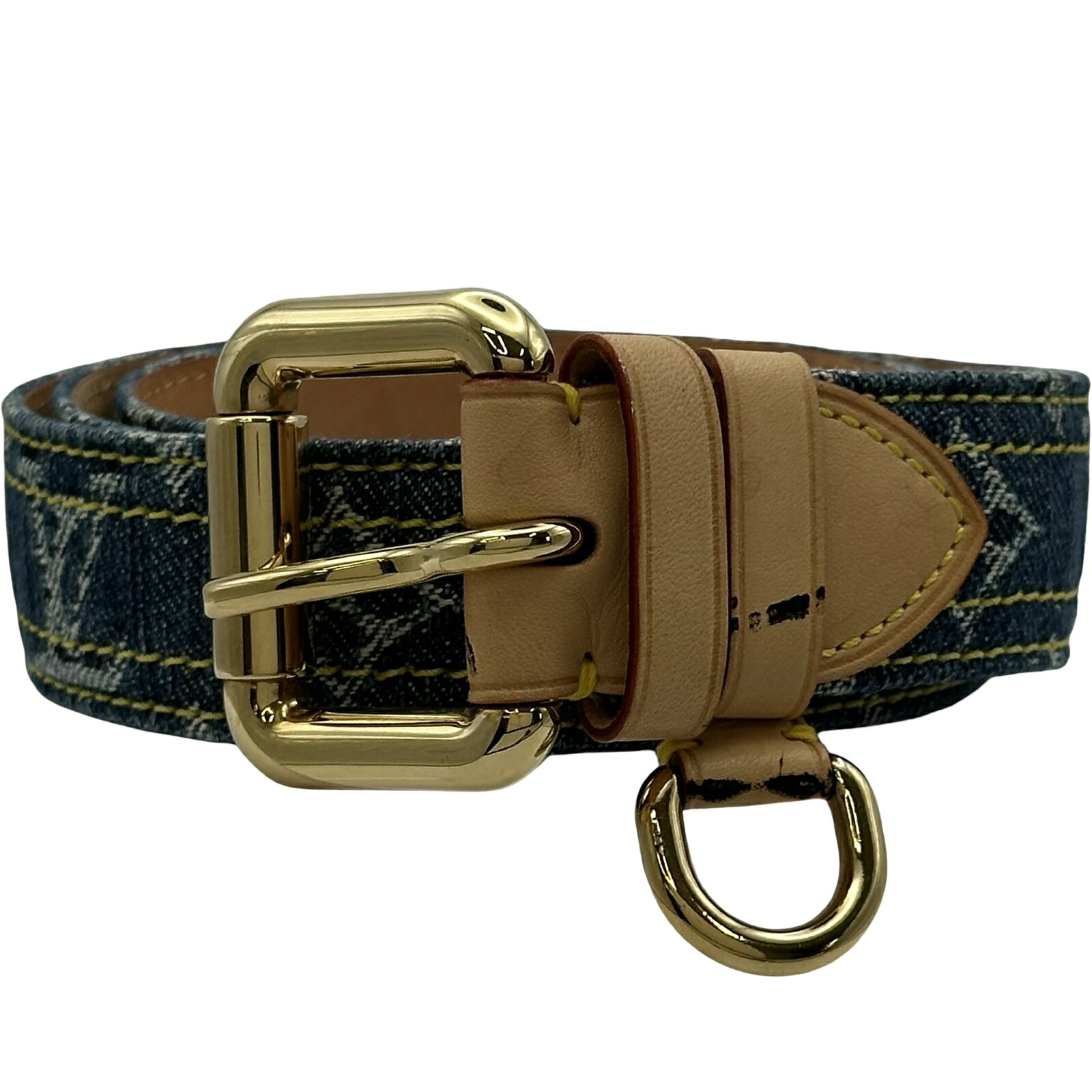 ルイ・ヴィトン LOUIS VUITTON サンチェールベルト 80糎 M6921W 青色 ジーンズ レディース 胴締め【中古】 バッグ・小物・ブランド雑貨-レディースベルト-ベルト・サスペンダー