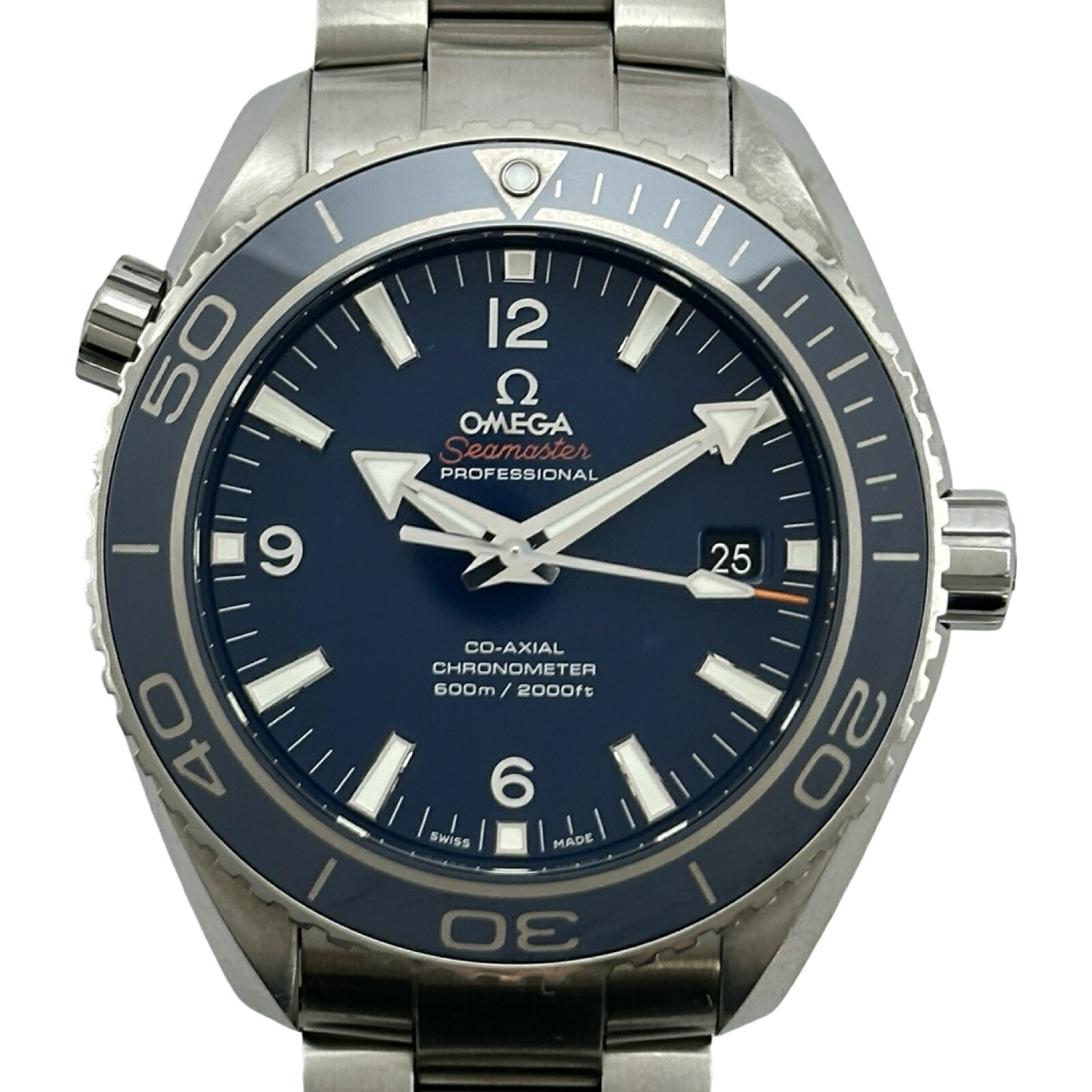 ゼロ OMEGA シーマスター プラネットオーシャン 600M コーアクシャル クロノメーター リキッドメタル 232.90.46.21.03.001 青色 チタン 自動小銃一巻き メンズ ウオッチ【中古】 腕時計-メンズ腕時計