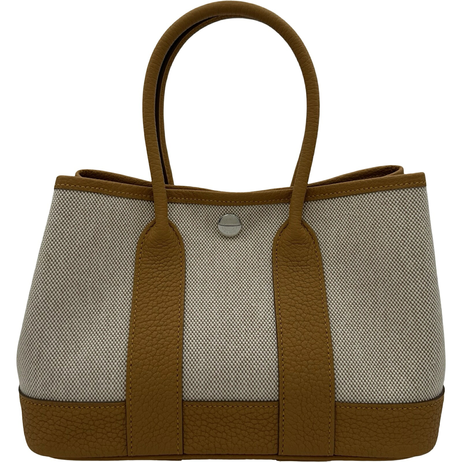 エルメス HERMES ネオ園庭23 K刻 ナチュラルサブレ しろがね色金具 トワル レディース ハンドバック【中古】