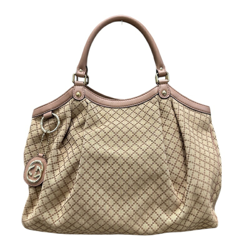 グッチ GUCCI ディアマンテ スーキートートバッグ 211943 ピンクベージュ キャンバス レザー レディース ハンドバッグ【中古】｜OKURA（おお蔵）店