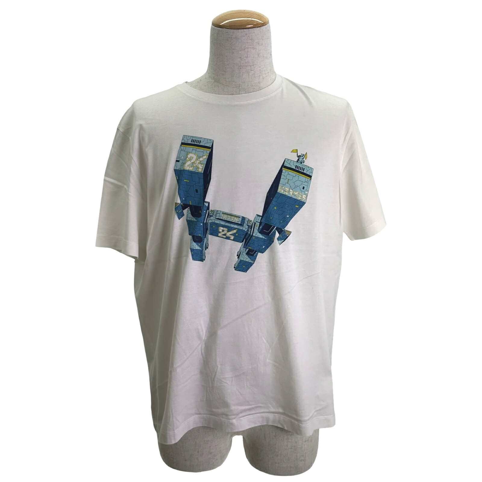 エルメス HERMES Hロゴ半袖Tシャツ ホワイト コットン メンズ 半袖Ｔシャツ【中古】