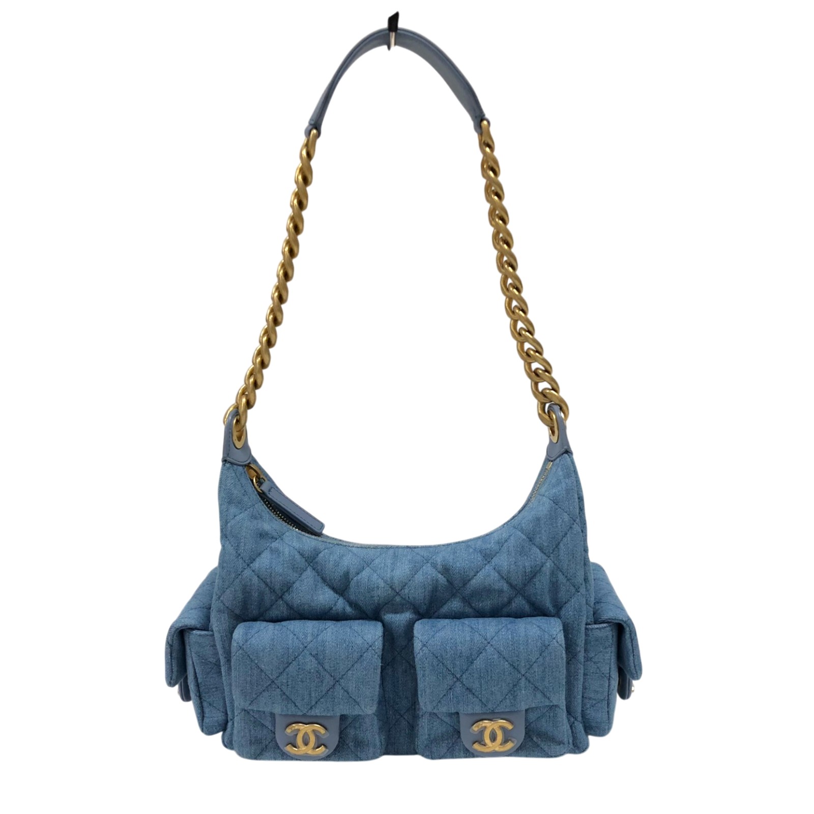 シャネル CHANEL デニム ホーボーバッグ AS5338 ブルー ゴールド金具 デニム レディース ショルダーバッグ【中古】 448,650円