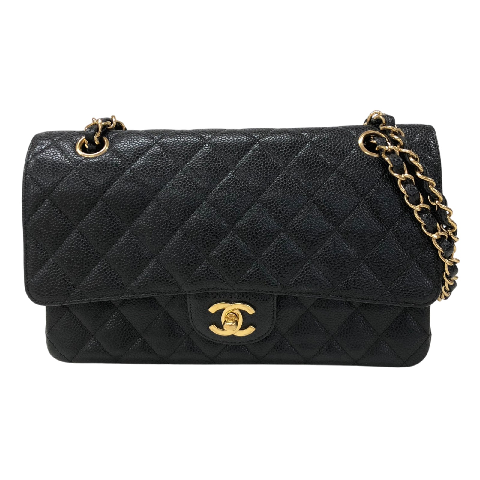 シャネル CHANEL マトラッセ25 A01112 ブラック ゴールド金具 キャビアスキン レディース ショルダーバッグ【中古】