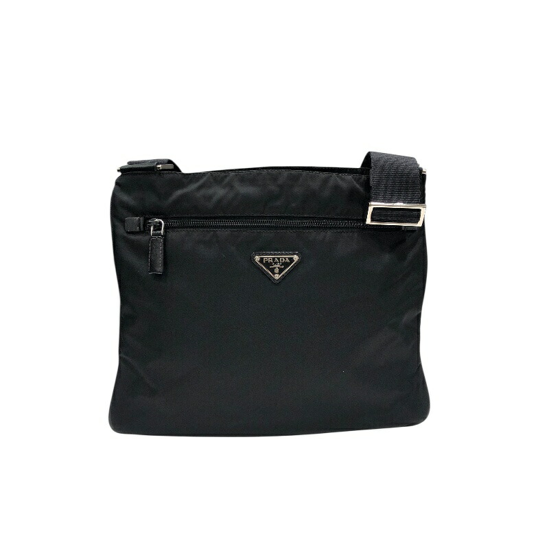 プラダ PRADA ナイロンショルダーバッグ ブラックシルバー金具 ナイロン メンズ ショルダーバッグ【中古】