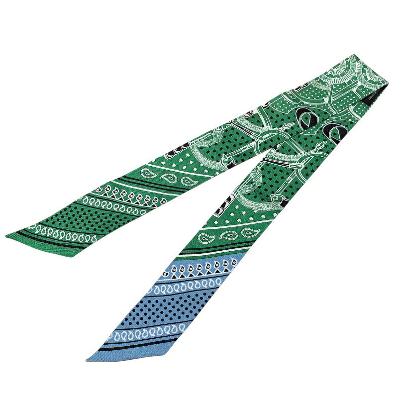 エルメス HERMES ツイロバート・エドワード・リー Eperon d’Or Bandana 緑であること 地絹 レディース えり巻き【中古】