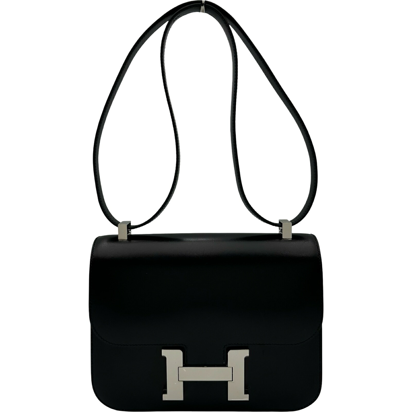 エルメス HERMES コンスタンス24 ミロワール W刻 ブラック シルバー金具 ボックスカーフ レディース ショルダーバッグ【中古】