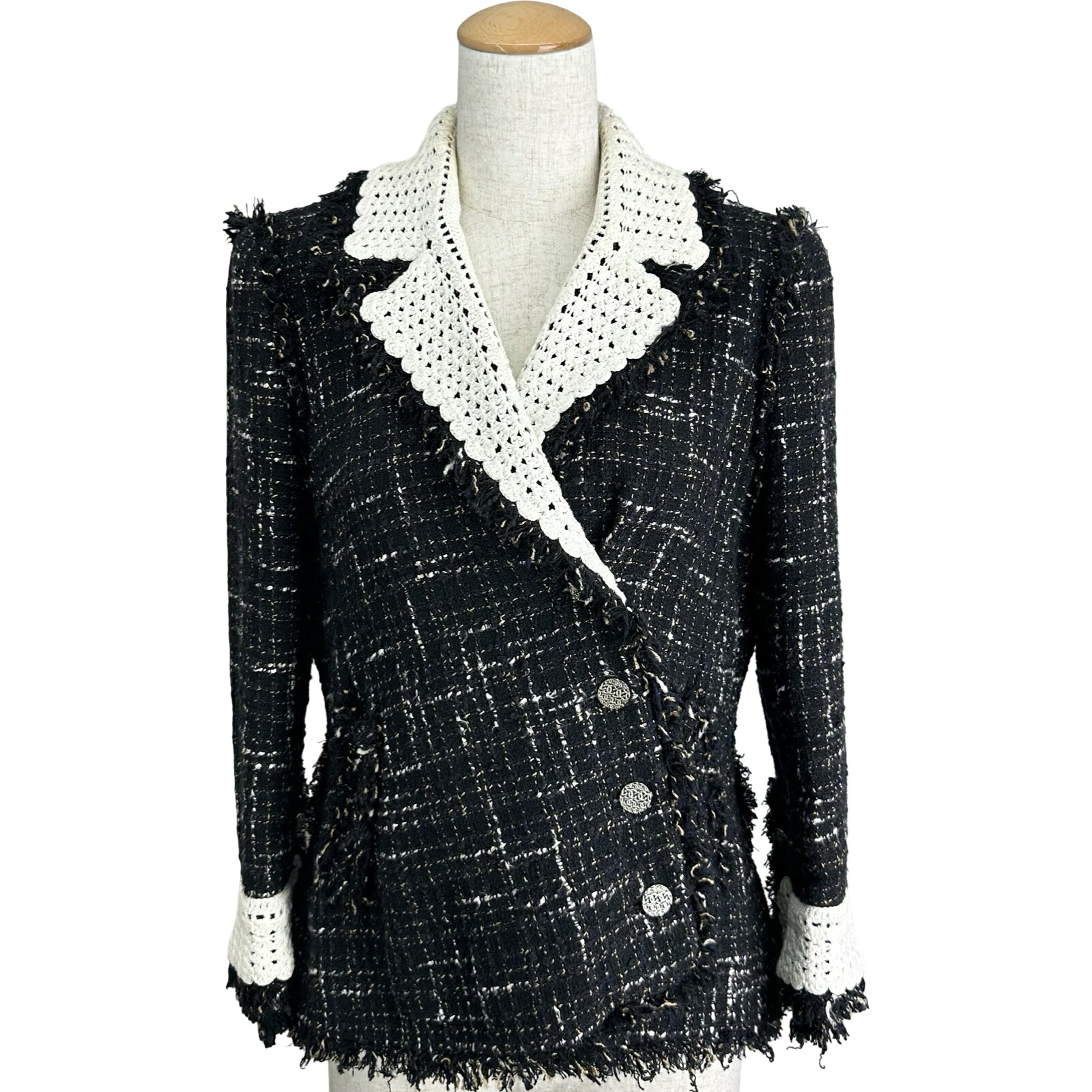 シャネル CHANEL ツイードジャケット P23332 ブラック/チェック コットン レディース その他アウター【中古】