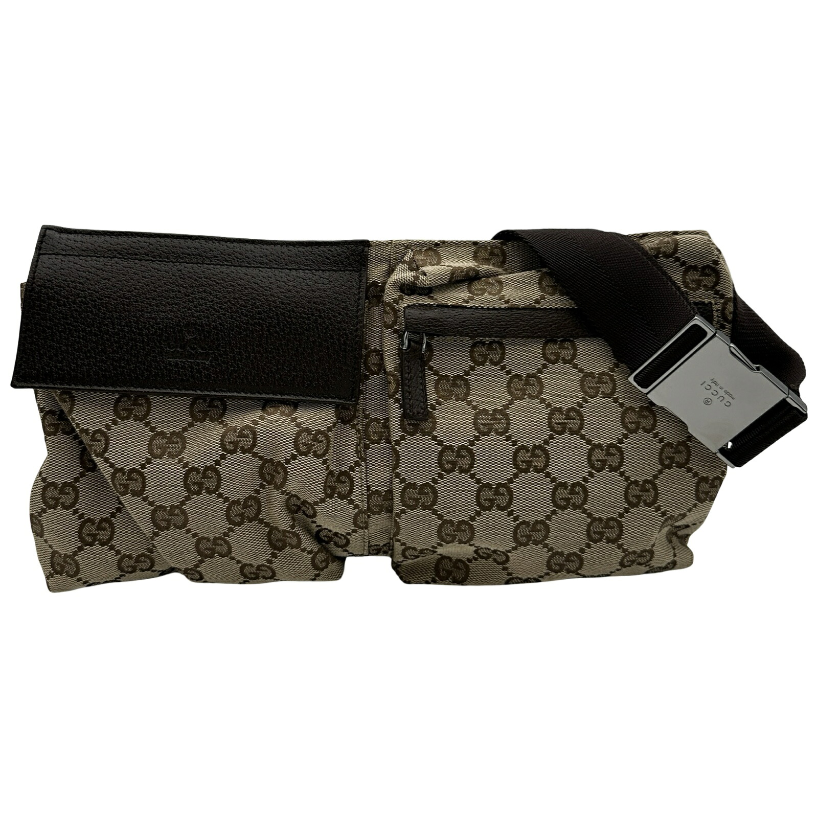 グッチ GUCCI GGキャンバスボディバッグ 28566 ベージュ GGキャンバス/レザー メンズ ボディバッグ【中古】