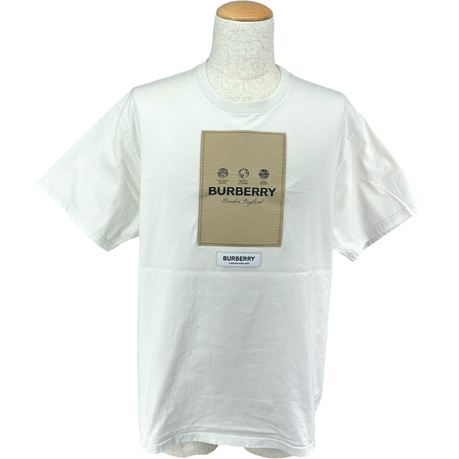 バーバリー BURBERRY ロゴ刺繍Tシャツ 8057529 ホワイト コットン メンズ 半袖Ｔシャツ【中古】 21,460円