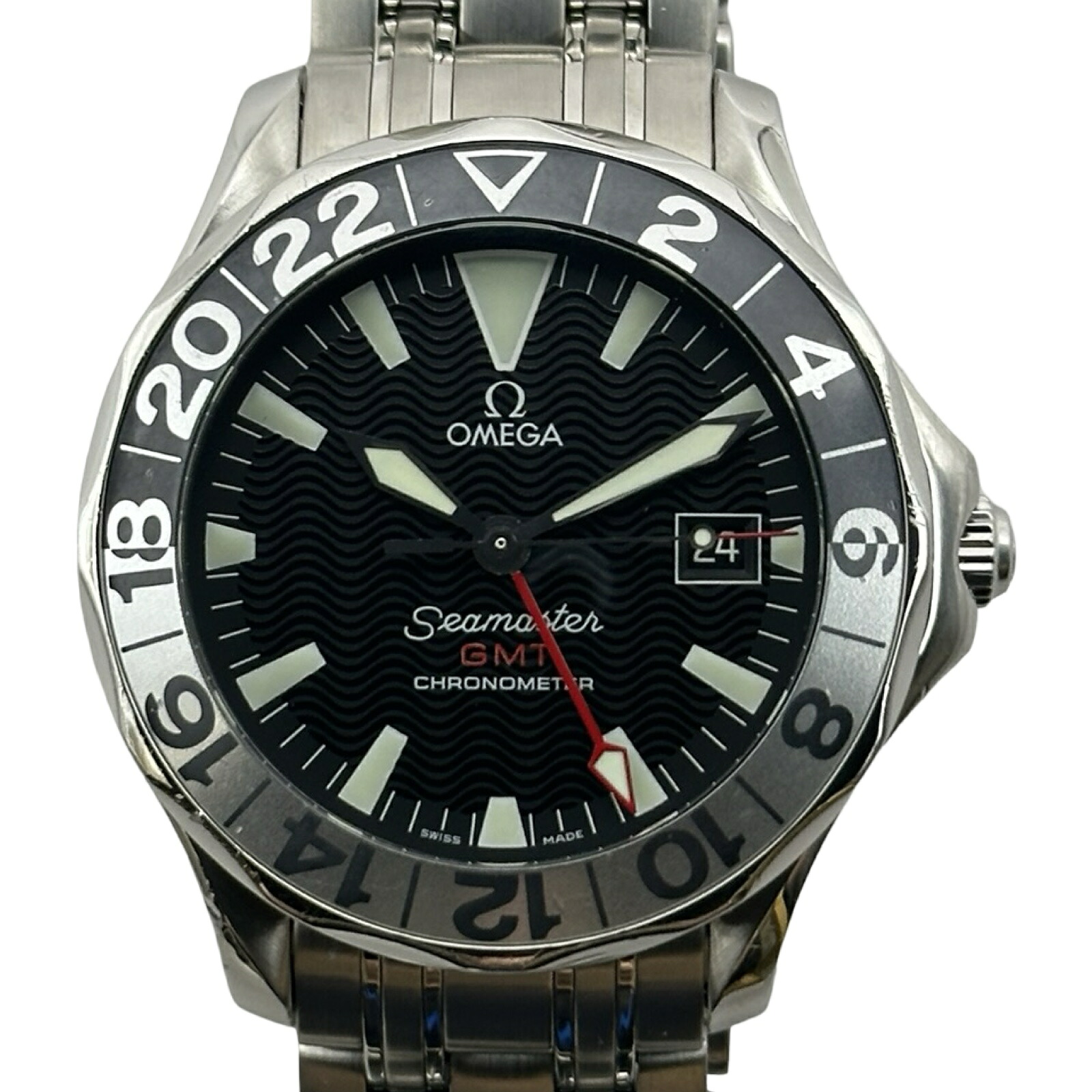 【6/1～ 最大限度30,000円OFF引き換え証！】ゼロ OMEGA シーマスター 300M GMT 2234.50 黒いこと ステンレス鋼スチール写真 自動小銃一巻き メンズ ウオッチ【中古】
