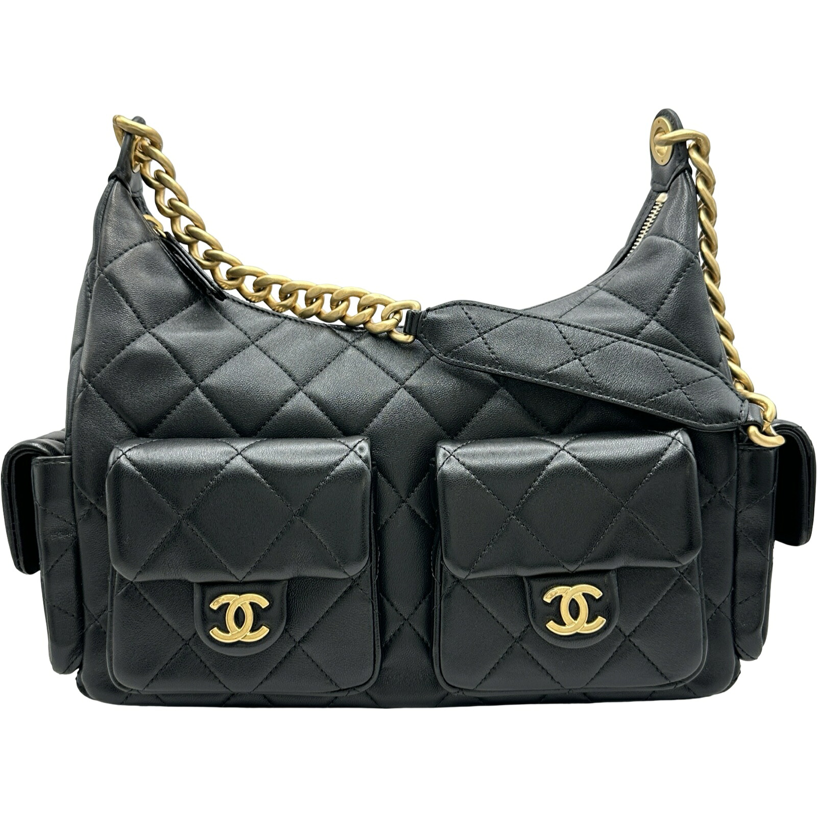 シャネル CHANEL マトラッセホーボーバッグ AS5339 ブラック ラムスキン レディース ショルダーバッグ【中古】