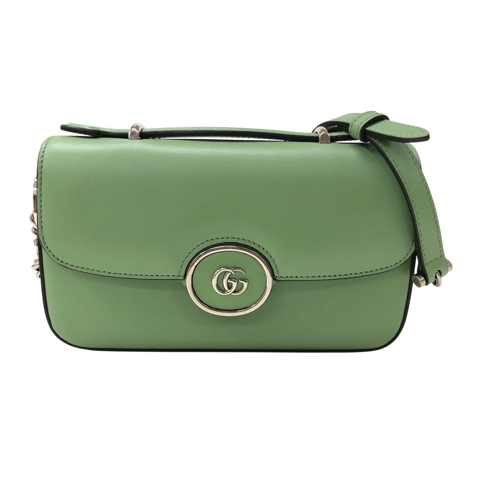 グッチ GUCCI ダブルG 2Way ハンドバッグ 739722 グリーン シルバー金具 レザー レディース ハンドバッグ【中古】