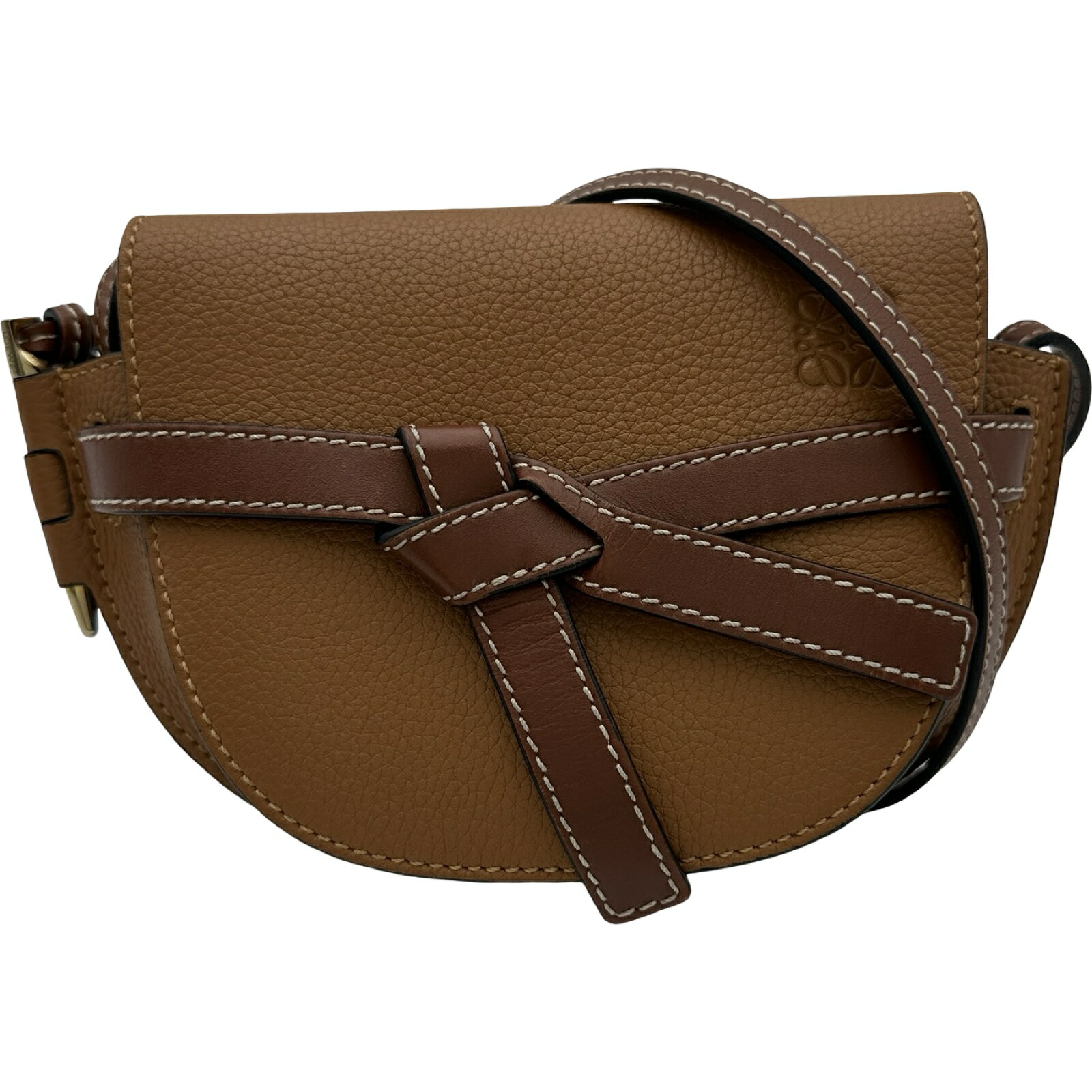 ロエベ LOEWE ゲートミニ ブラウン レザー レディース ショルダーバッグ【中古】