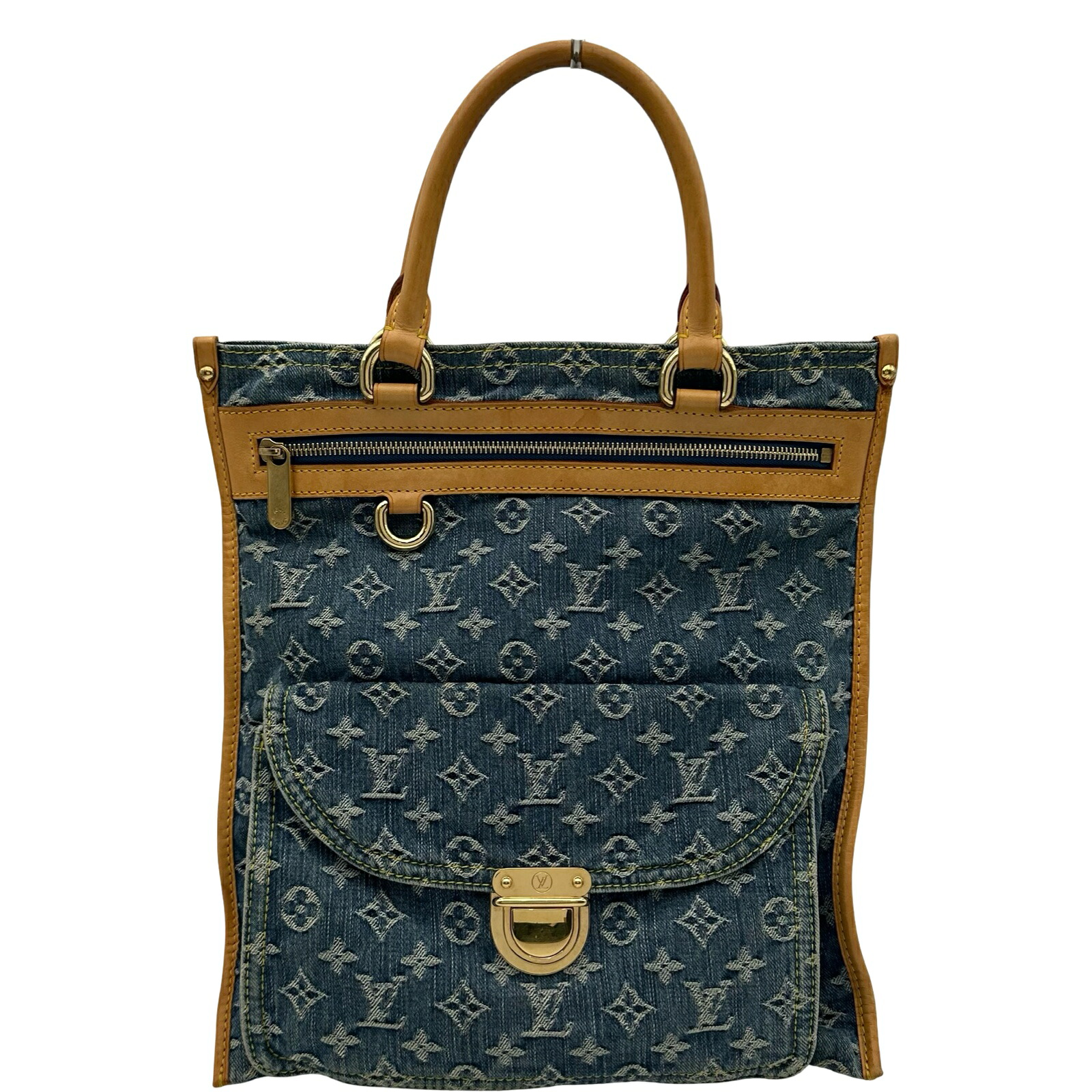 ルイ・ヴィトン LOUIS VUITTON フラットショッパー M95018 ブルー デニム レディース トートバッグ【中古】