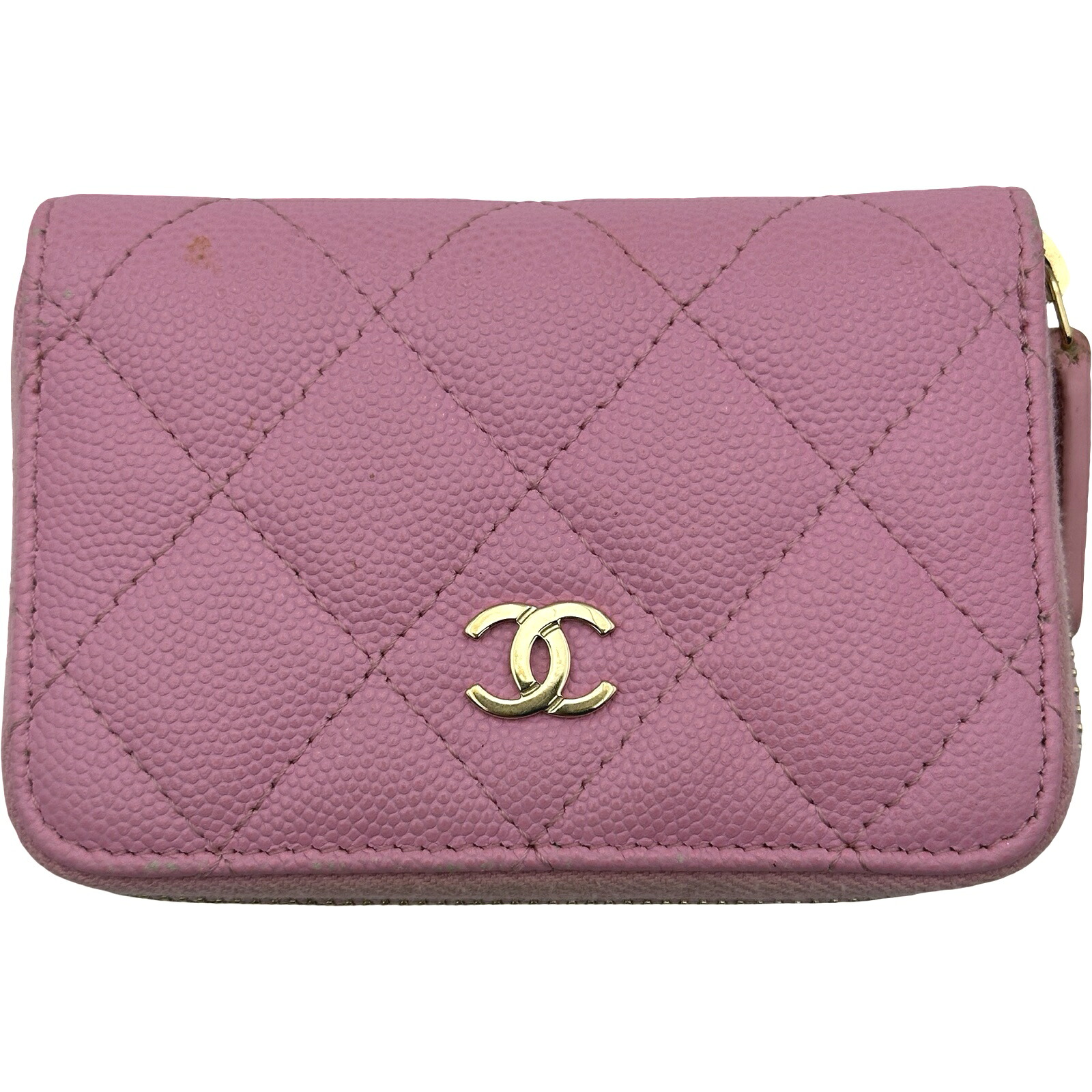 シャネル CHANEL クラシック ジップ コインパース AP0216 ピンク ゴールド金具 キャビア レディース コインケース【中古】