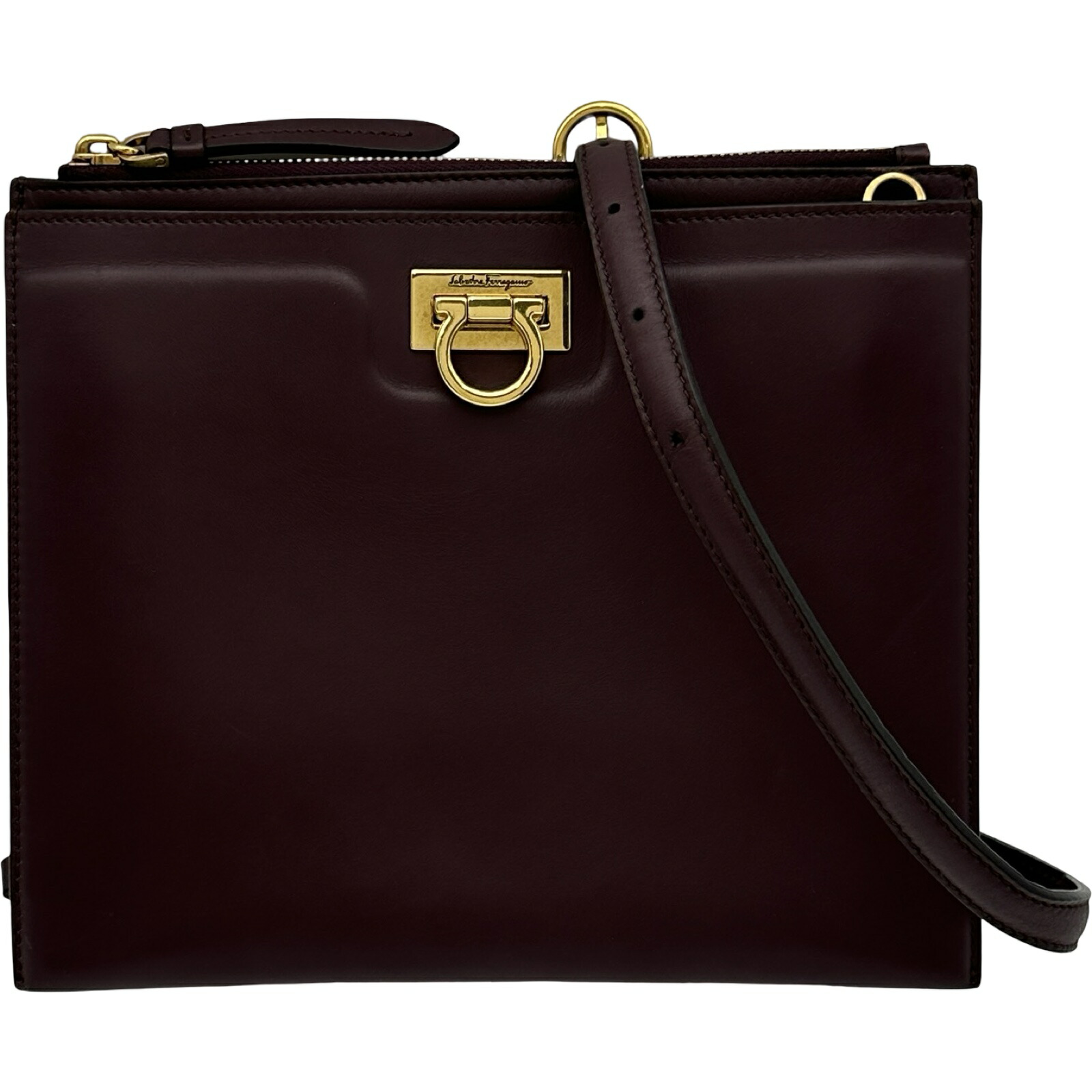 サルヴァトーレ・フェラガモ Salvatore Ferragamo ガンチーニショルダーバッグ ボルドー レザー レディース ショルダーバッグ【中古】 35,750円