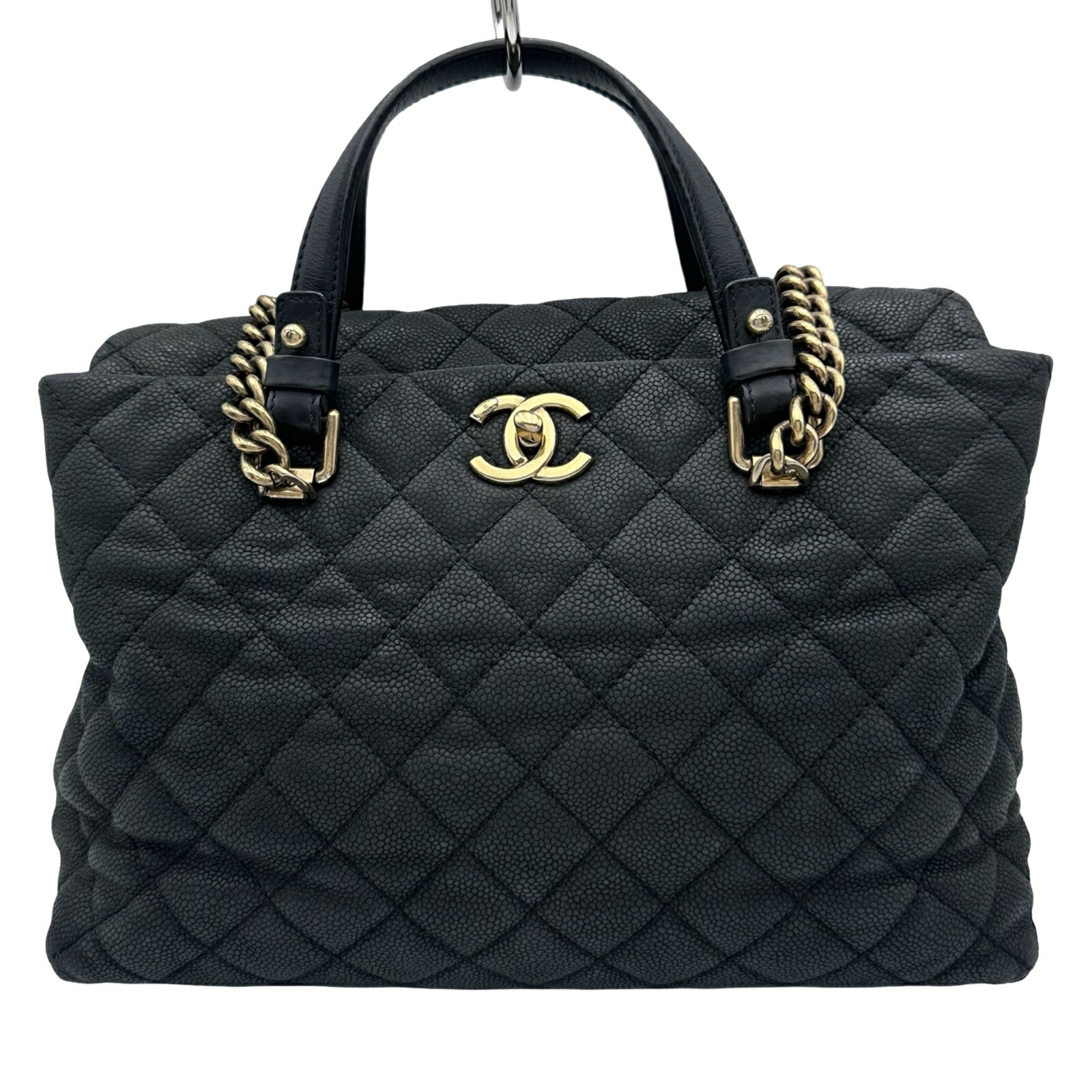 シャネル CHANEL マトラッセ チェーントートバッグ ブラック ゴールド金具 ソフトキャビアスキン レディース トートバッグ 【中古】