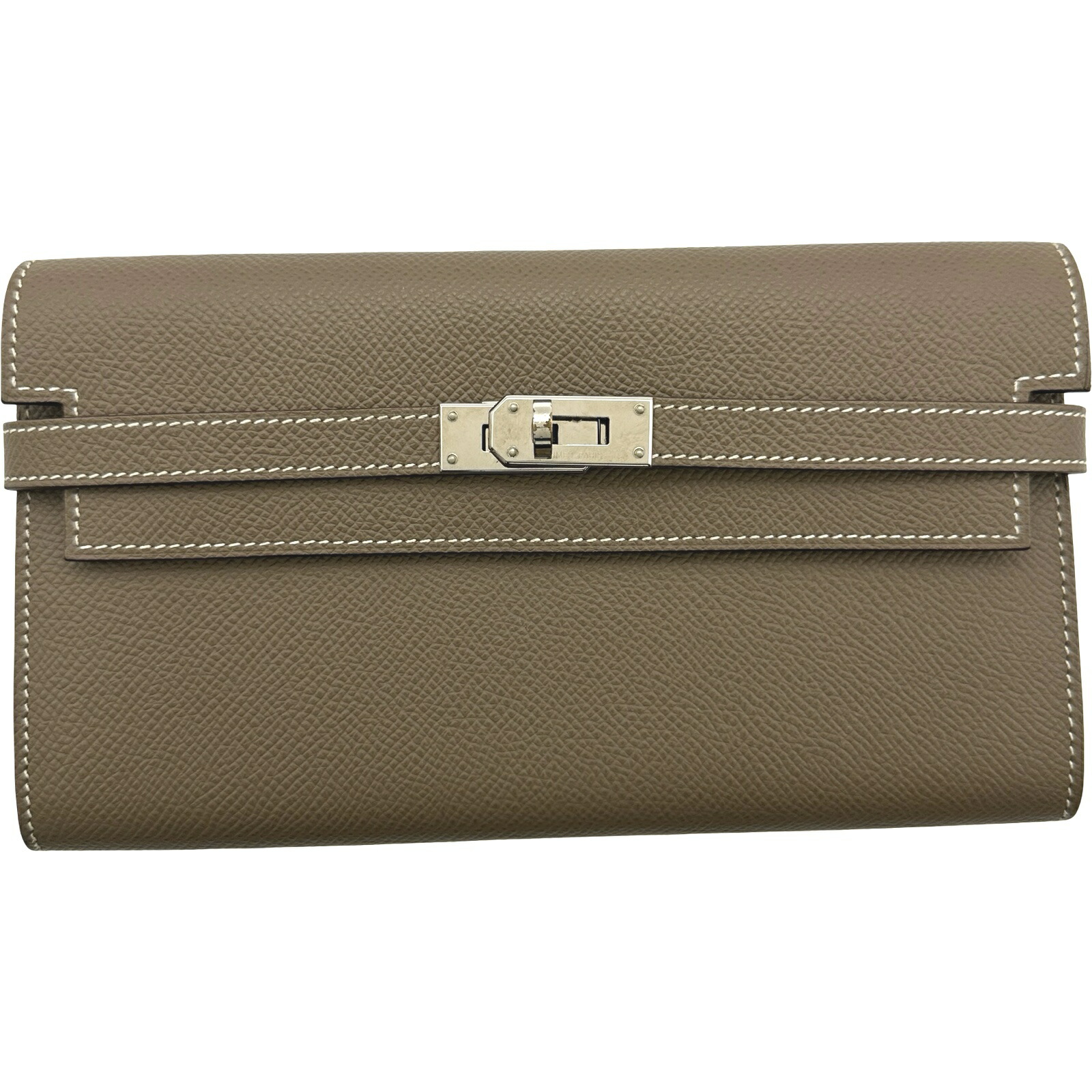 エルメス HERMES ケリーウォレット ロング A刻 エトゥープ シルバー金具 エプソン レディース 長財布【中古】