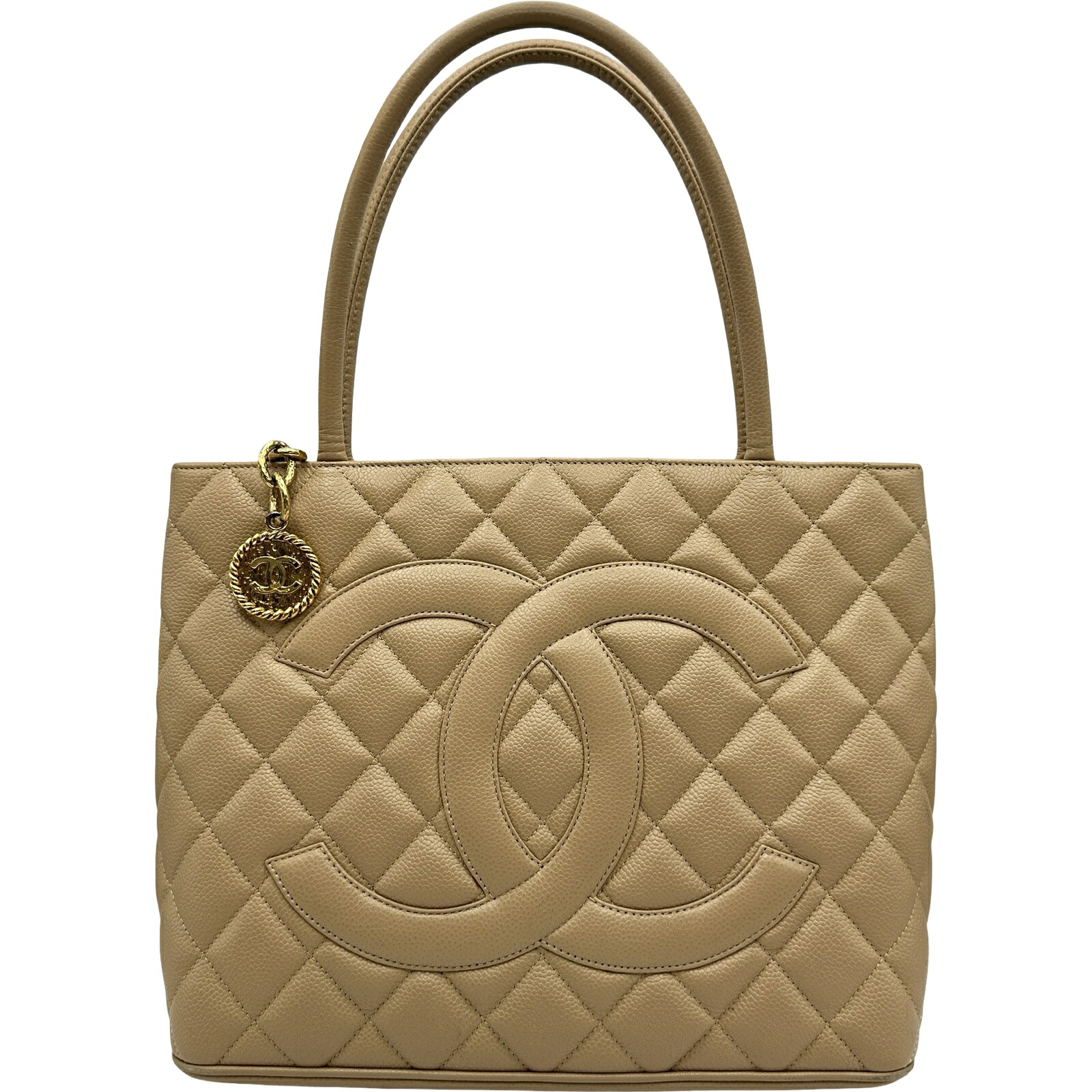 シャネル CHANEL 復刻トート A01804 8番台 ベージュ ゴールド金具 キャビア レディース トートバッグ【中古】