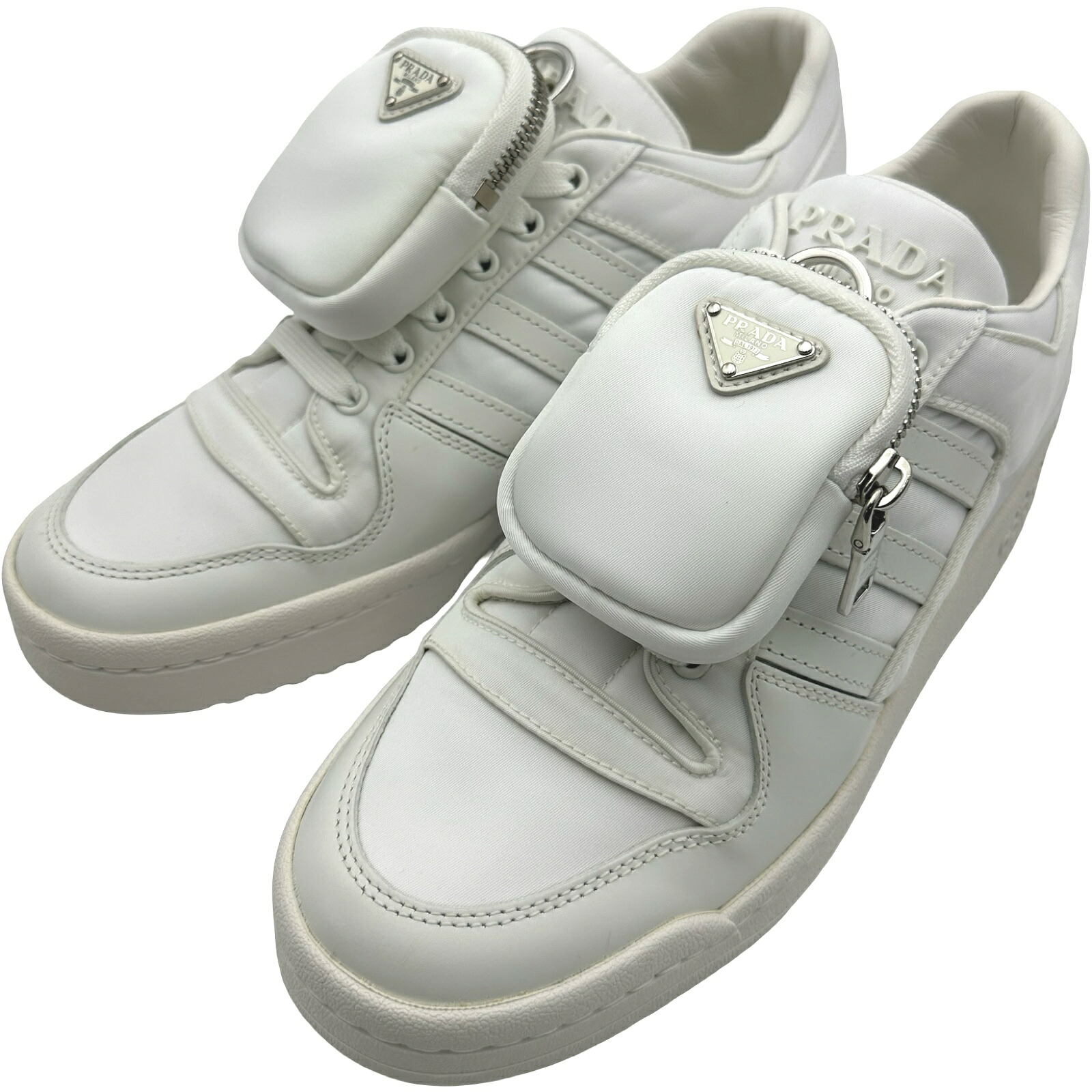 【6/1～ 最大限度30,000円OFFクーポン券！】プラダ PRADA ×adidas Re-Nylonローカットスニーカー GY7042 白いこと ナイロン メンズ スニーカー【中古】