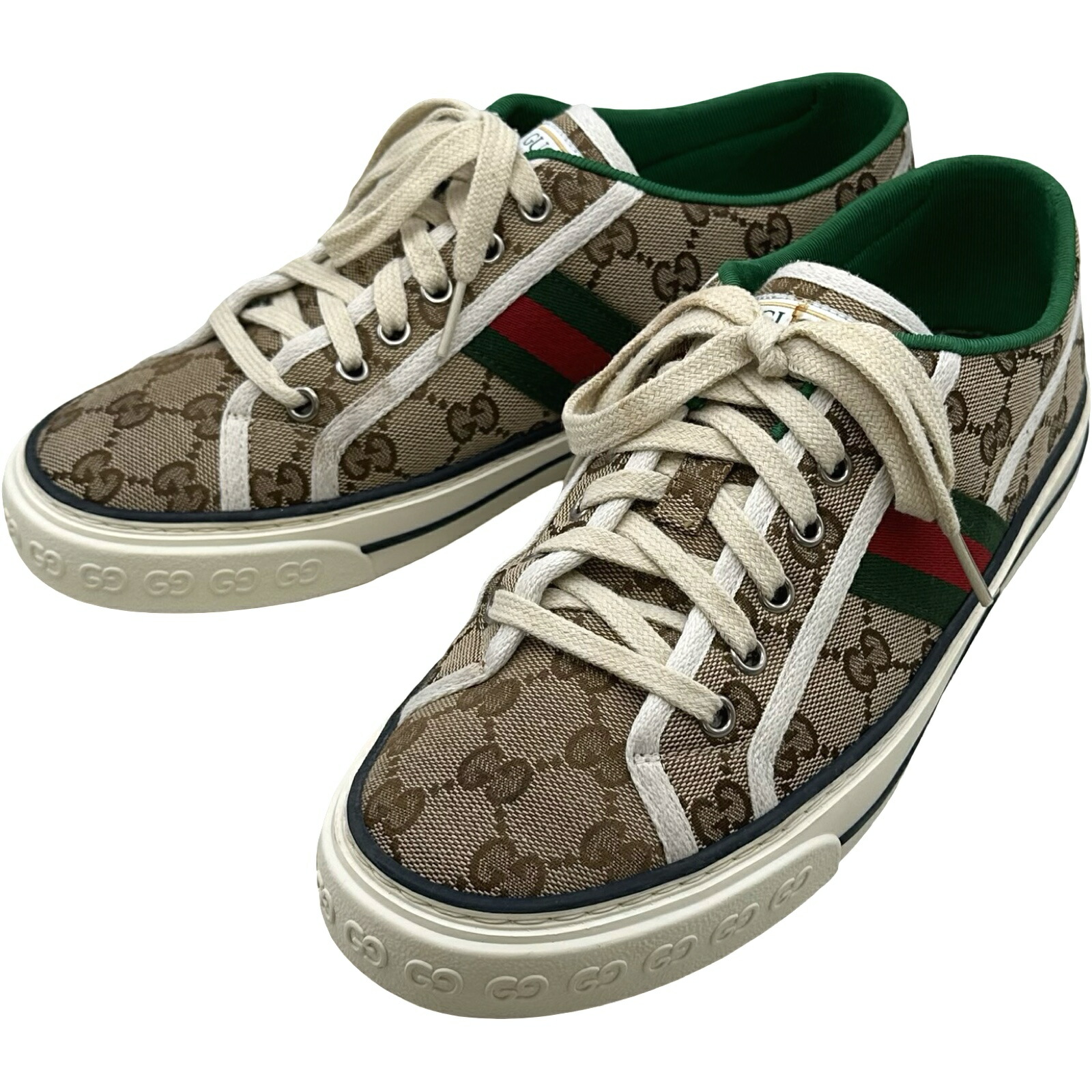 グッチ GUCCI TENNIS1977 GGキャンバスローカットスニーカー ベージュ GGキャンバス ユニセックス スニーカー【中古】