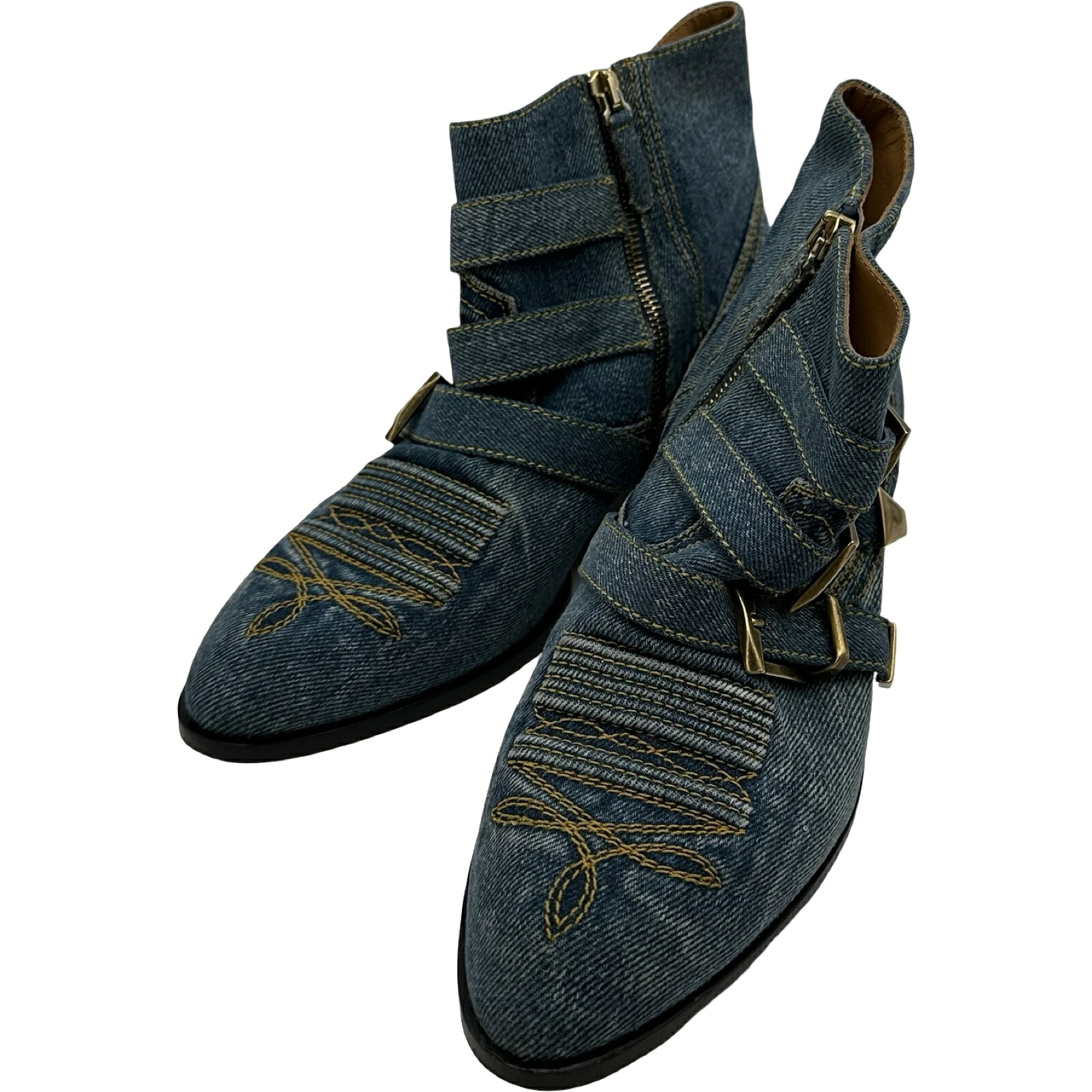 クロエ Chloe Susanna デニムショートブーツ 青色 ジーンズ レディース ブーツ【中古】