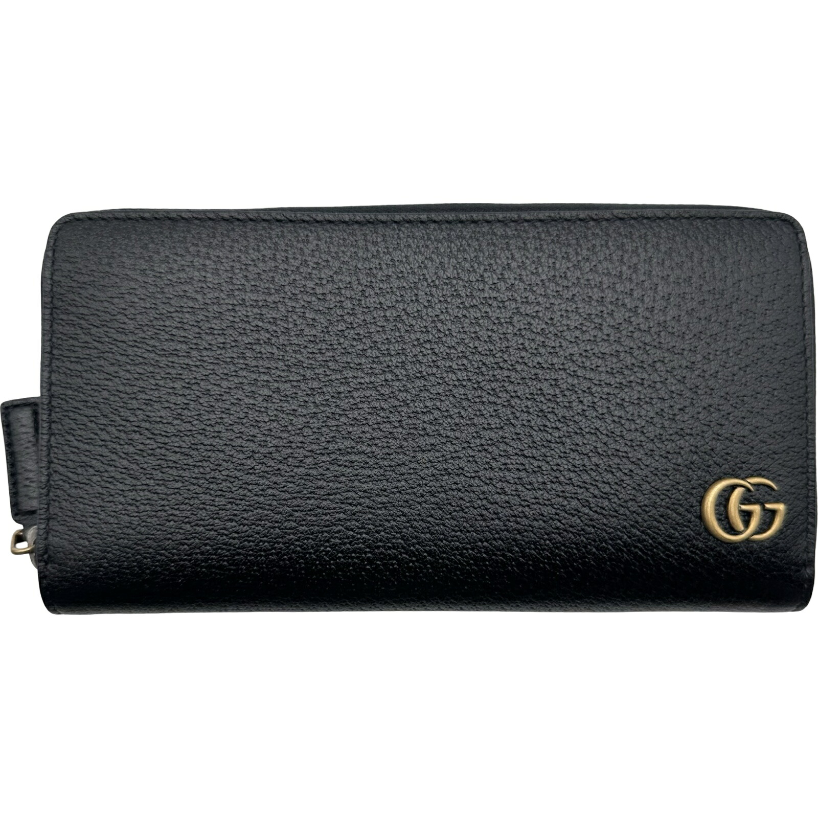 グッチ GUCCI GGマーモントロングジップウォレット 428736 黒いこと なめし革 レディース 長紙入れ【中古】