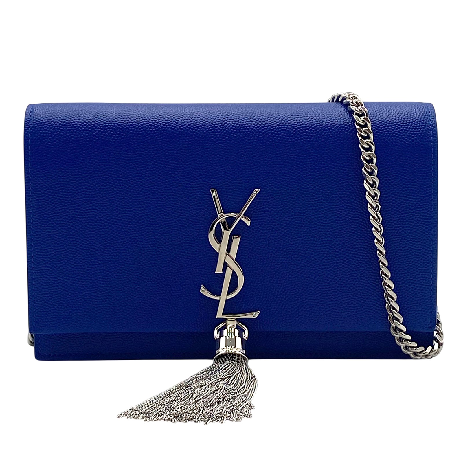 サンローラン SAINT LAURENT ケイトタッセル チェーンウォレット ブルー グレインレザー レディース ショルダーバッグ【中古】