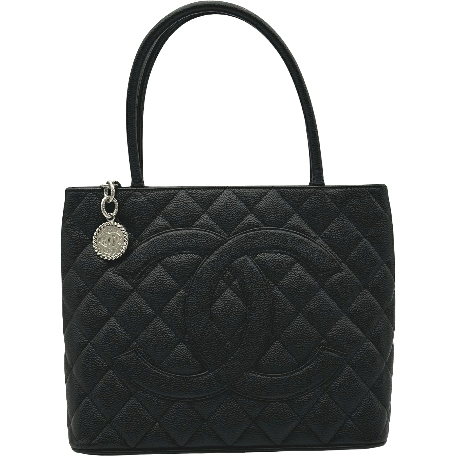 シャネル CHANEL 復刻トート A01804 6番台 ブラック シルバー金具 キャビアスキン レディース トートバッグ【中古】