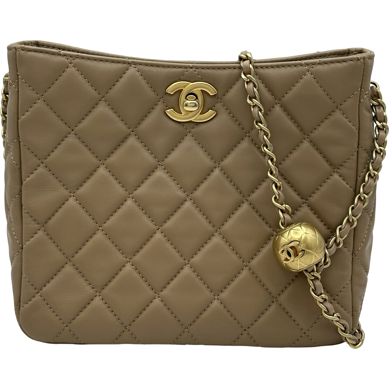 シャネル CHANEL マトラッセココボールスモールホーボー AS3259 ベージュ ゴールド金具 ラム レディース ショルダーバッグ【中古】｜OKURA（おお蔵）店