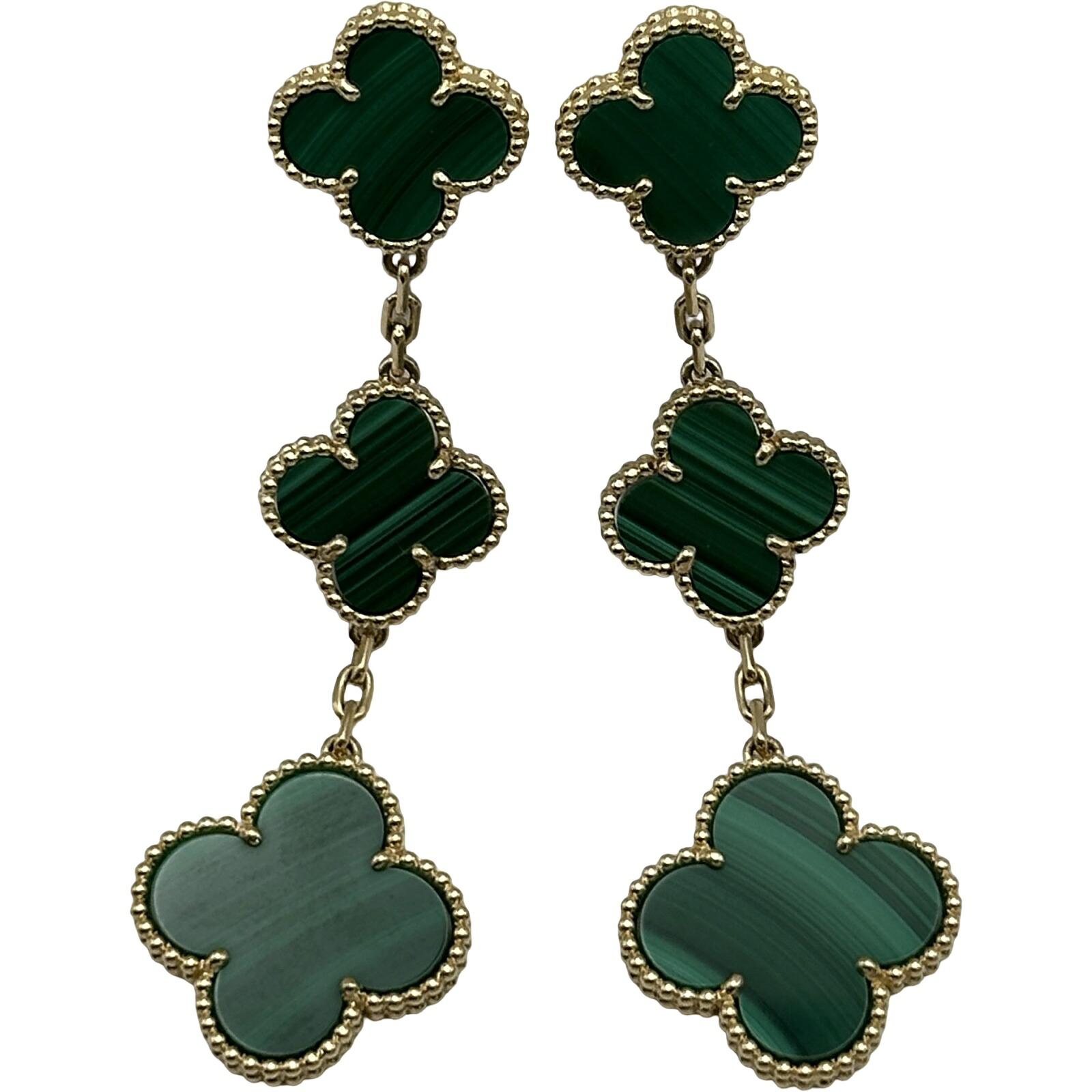 ヴァンクリーフ＆アーペル Van Cleef & Arpels マジックアルハンブラピアス ゴールド Au750 マラカイト ジュエリー【中古】