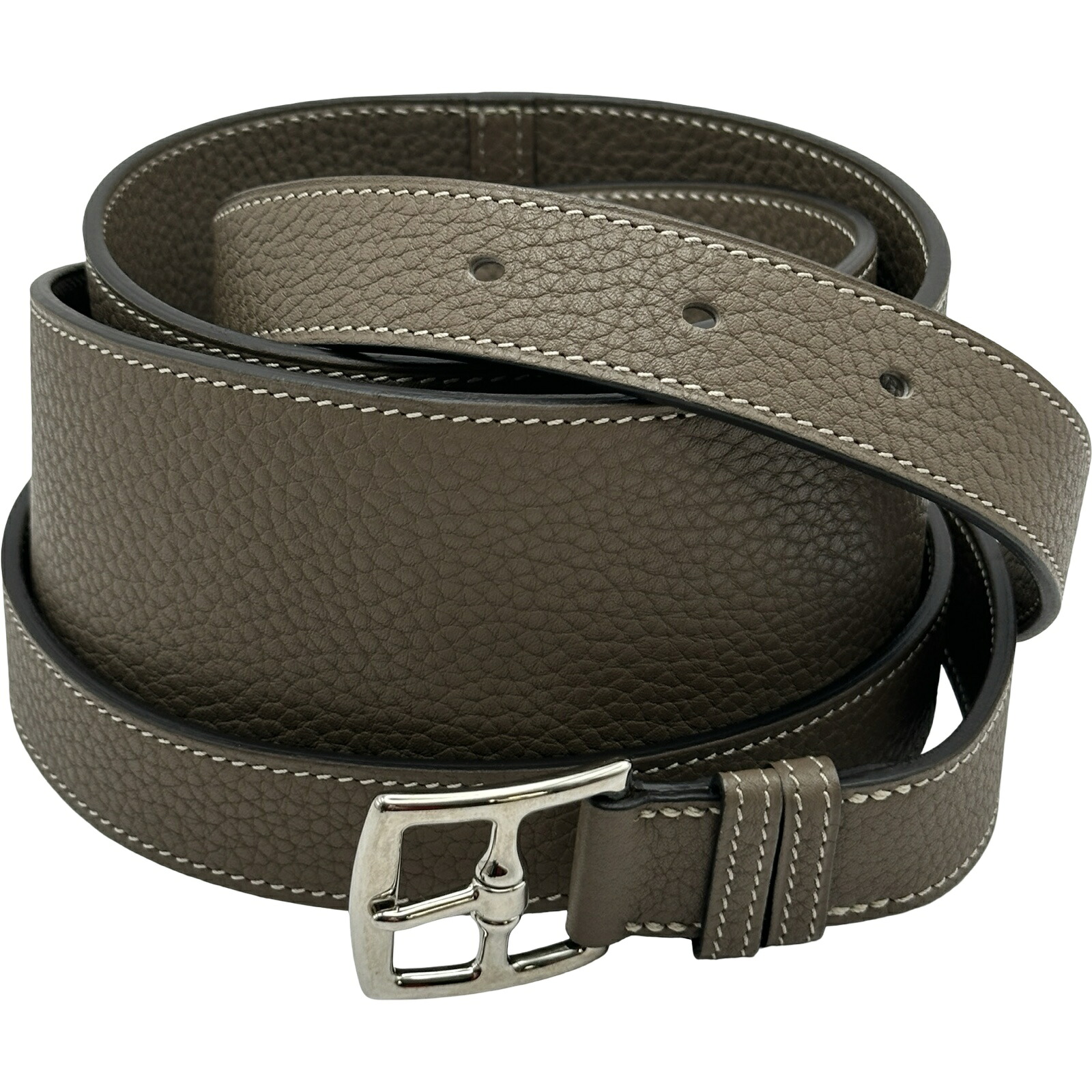 エルメス HERMES エトリヴィエール ベルト □O刻 エトゥープ/シルバー金具 トリヨン メンズ ベルト【中古】