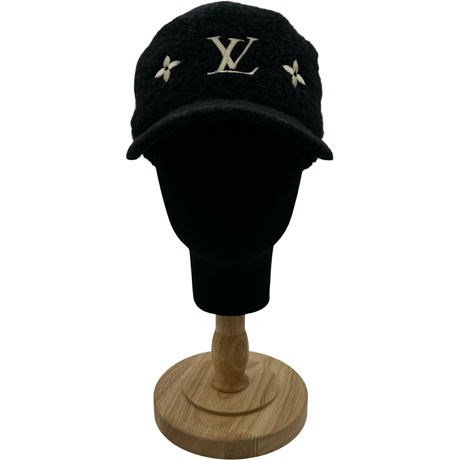 【6/1～ 最大限度30,000円OFFクーポン券！】ルイ・ヴィトン LOUIS VUITTON ウールグラムフライトキャップ M7834L 黒いこと 綿織物 レディース 余分の物流行り物雑貨【中古】