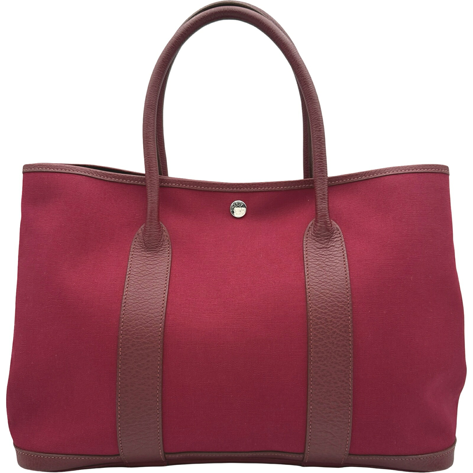 エルメス HERMES ガーデンパーティPM ?J刻 ボルドー シルバー金具 トワル/ブッフル レディース ハンドバッグ【中古】