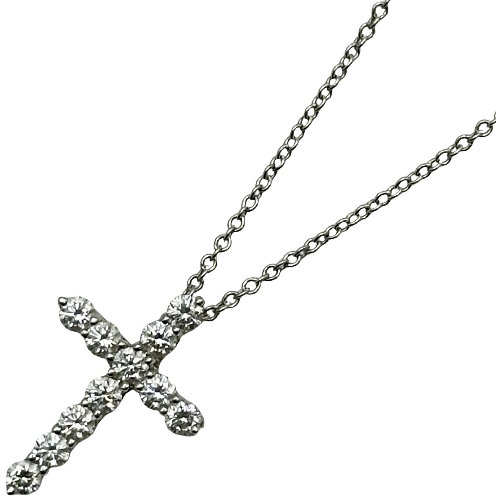 ティファニー TIFFANY＆CO スモールクロスネックレス プラチナ Pt950 ダイヤモンド ジュエリー【中古】