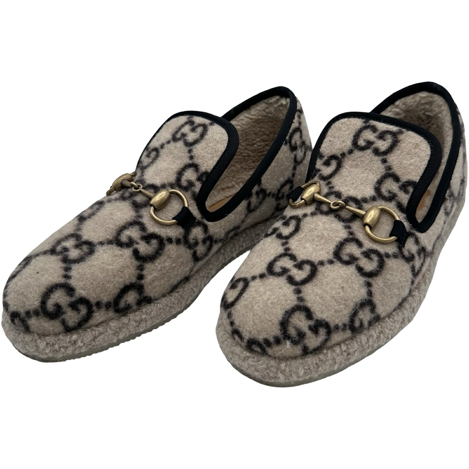【6/1～ 最大限度30,000円OFF引き換え証！】グッチ GUCCI GG総柄 ムートンシューズ ベージュ 羊毛/不祝儀 レディース 置き目毛革【中古】