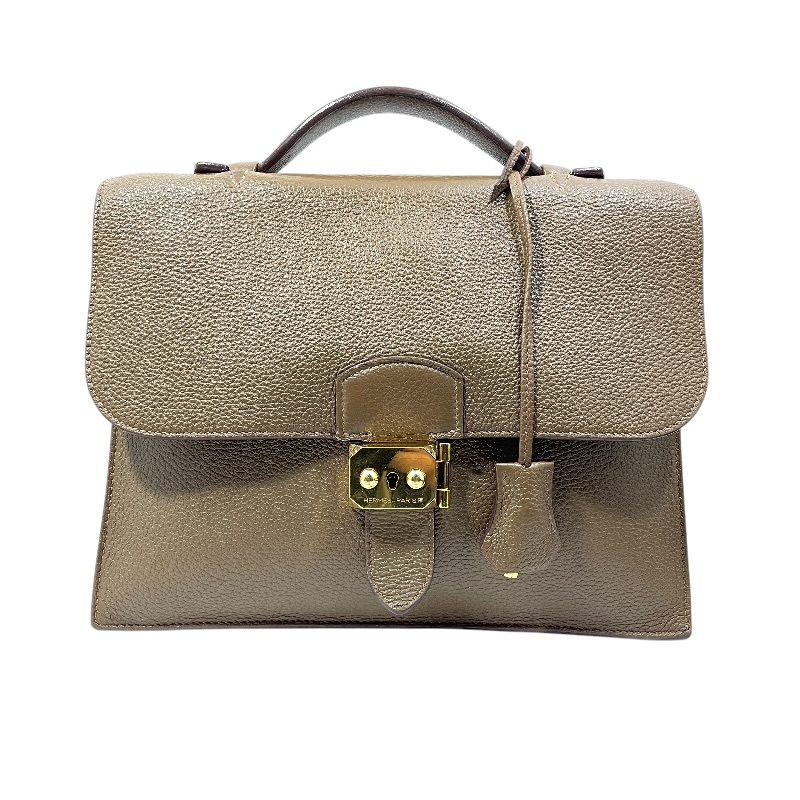 【6/1～ 最大限度30,000円OFF引き換え証！】エルメス HERMES サックアデペッシュ27 □Q目じるし アルザン ゴールド金具 トゴ メンズ ハンドバック【中古】