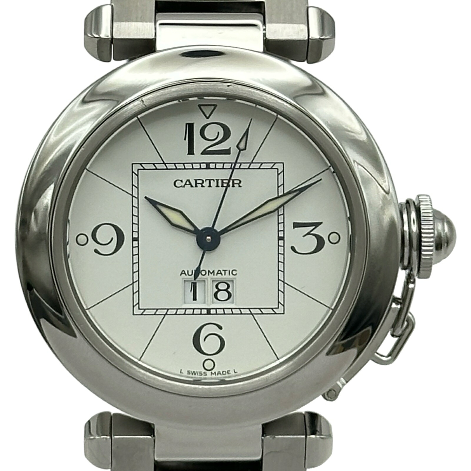 カルティエ Cartier パシャC ビッグデイト W31055M7 ホワイト ステンレススチール 自動巻き レディース 腕時計【中古】